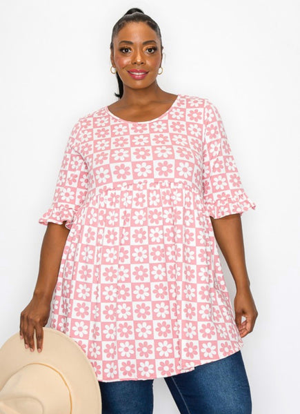 loyalitet Redaktør sensor Judy pink floral print babydoll top – Plus Size Closet
