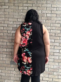 Suzy black floral sleeveless tunic tank top