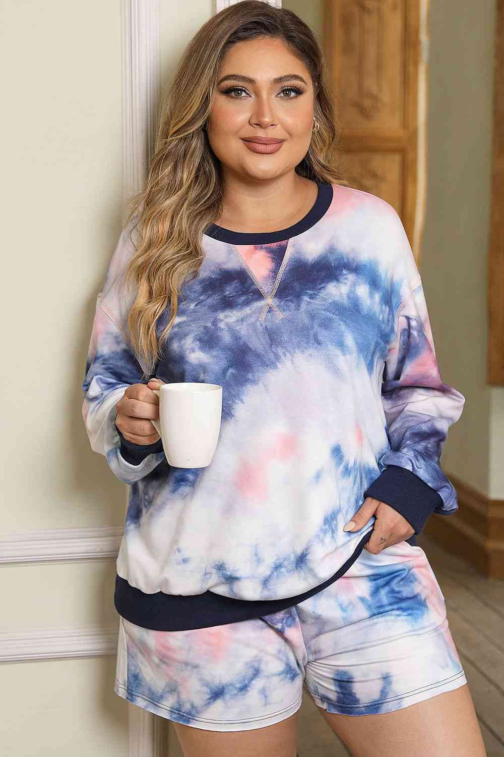 Tie-Dye Long Sleeve Top and Shorts Set