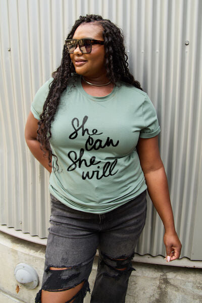 Simply Love SHE CAN SHE WILL Short Sleeve T-Shirt