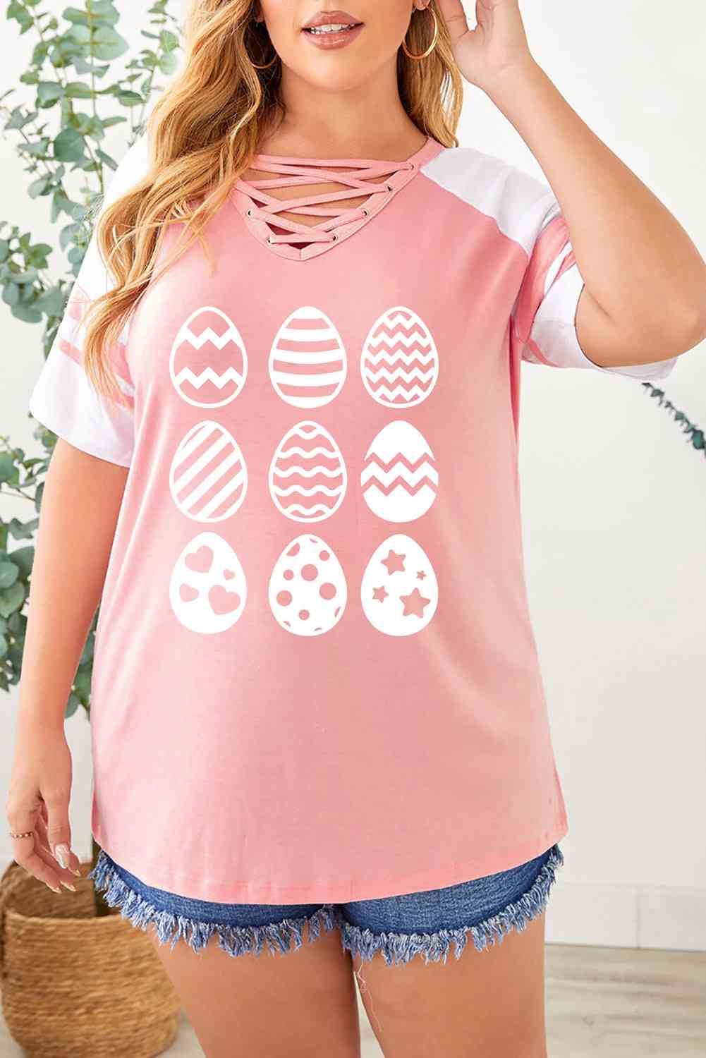 Easter Egg Graphic Crisscross Tee Shirt