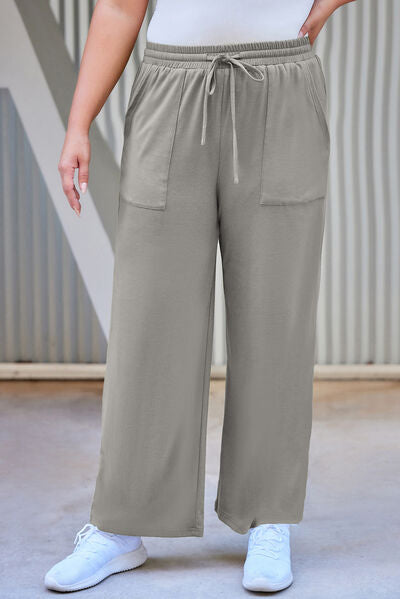 Drawstring Straight Pants with Pockets