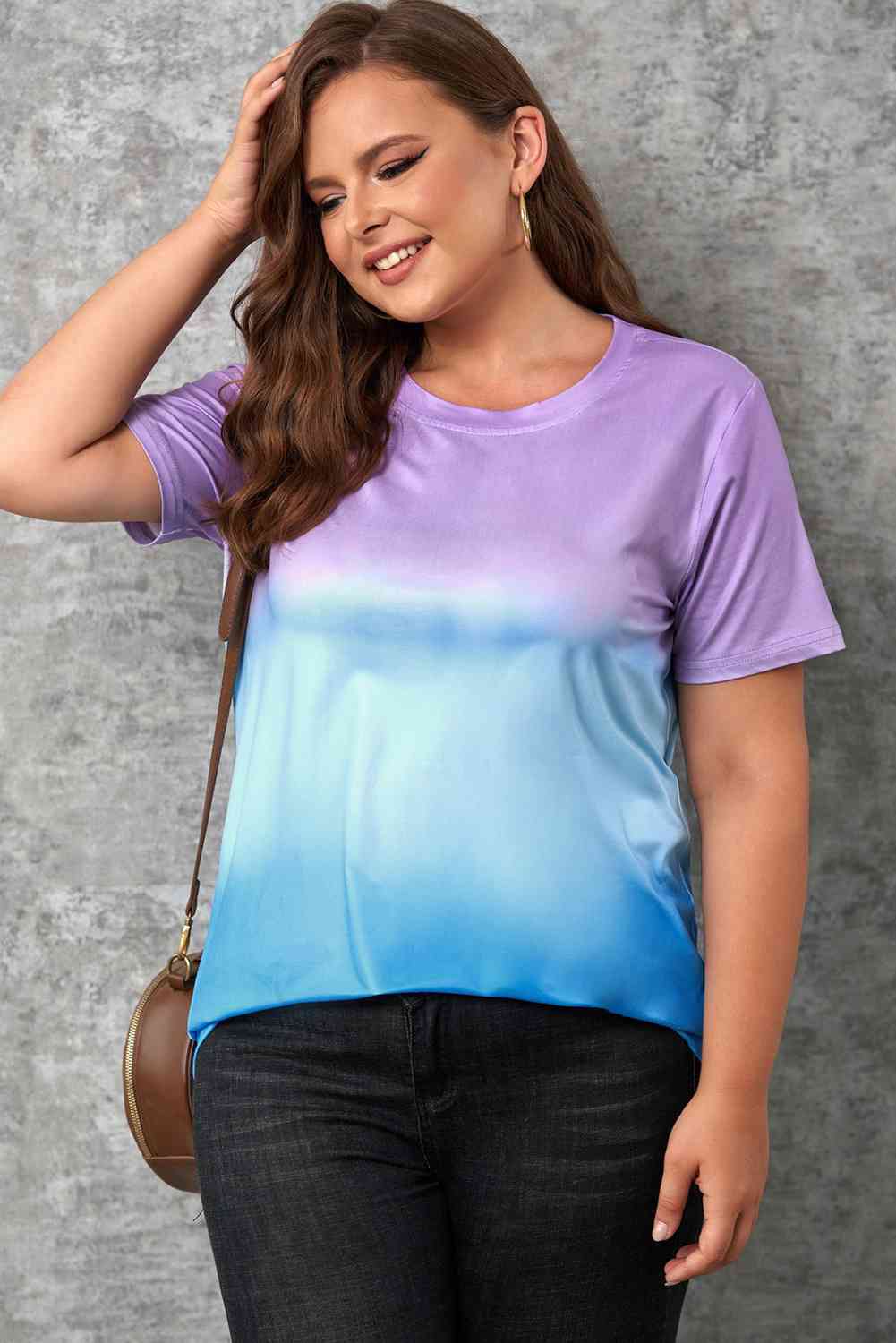 Plus Size Gradient Color Block Tee Shirt
