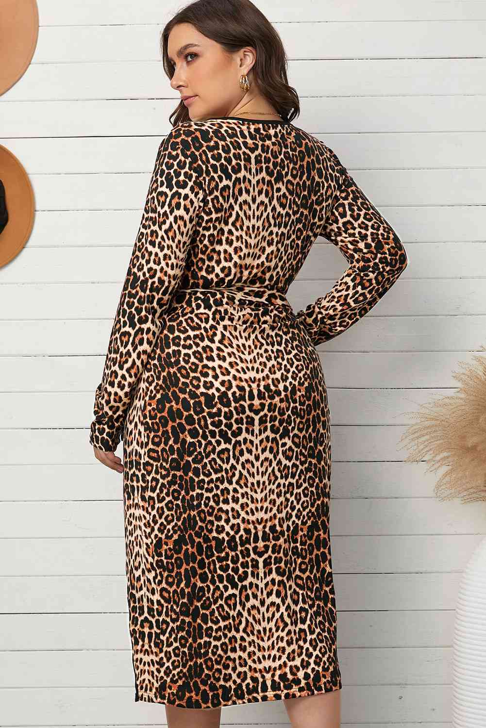 Leopard Belted Surplice Wrap Dress