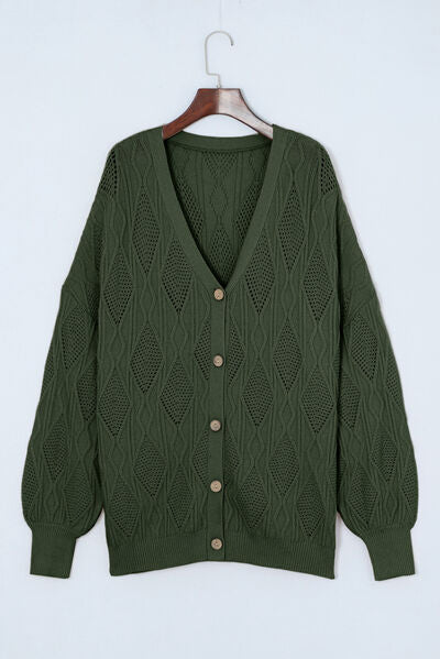 Cable-Knit Button Up Sweater