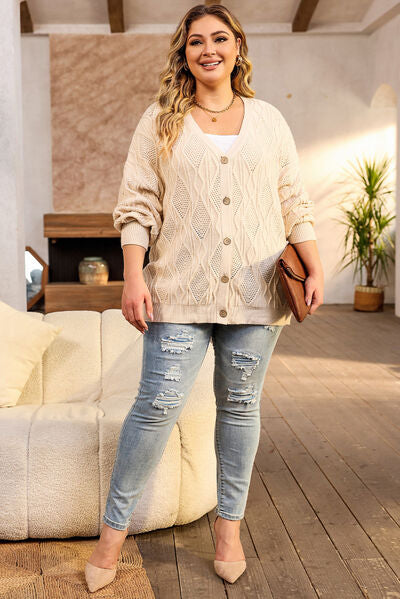 Cable-Knit Button Up Sweater