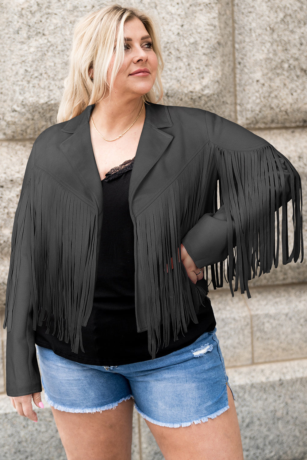 Fringe Open Front Jacket