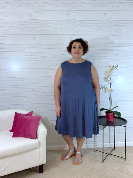 Miranda blue sleeveless dress