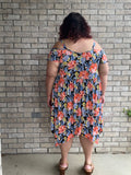 Janelle black floral print babydoll dress with uneven hem 17