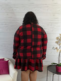 Casey red black plaid ruffle dress