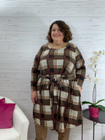 Margo brown plaid dress with bow 27