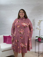 Jen pink floral long sleeve dress with pockets