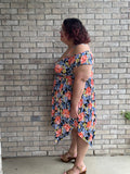 Janelle black floral print babydoll dress with uneven hem 17
