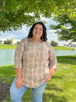 Hope brown print zip up jacket top