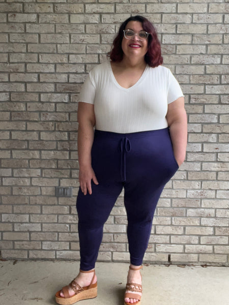 Michelle blue tapered leg pants with pockets