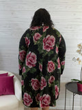 Tracy black red floral long sleeve dress with pockets