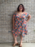 Janelle black floral print babydoll dress with uneven hem 17