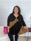 Ada black animal print babydoll top 34