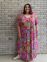 Jan pink floral maxi dress with pockets and ruffle sleeves 26
