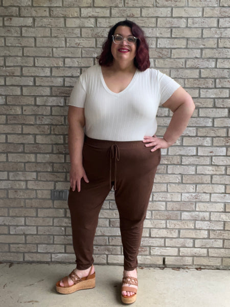 Michelle brown tapered leg pants with pockets