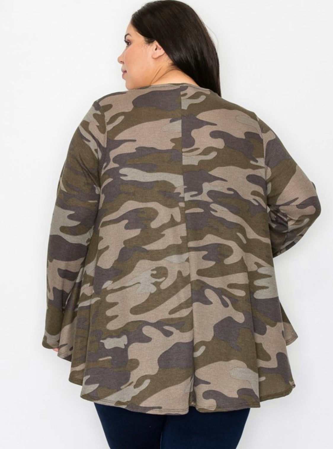 Naomi green camo long sleeve swing top