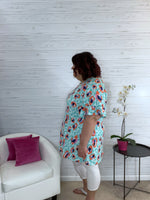 Jill blue orange animal print tunic top with pockets 3
