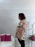 Kensley black orange animal print top with ruffle sleeve