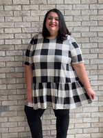 Mya white plaid short sleeve babydoll top 16