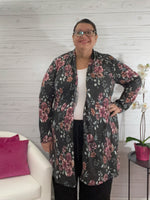 Bailey gray floral long duster cardigan top