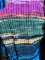 Zara green pink striped top